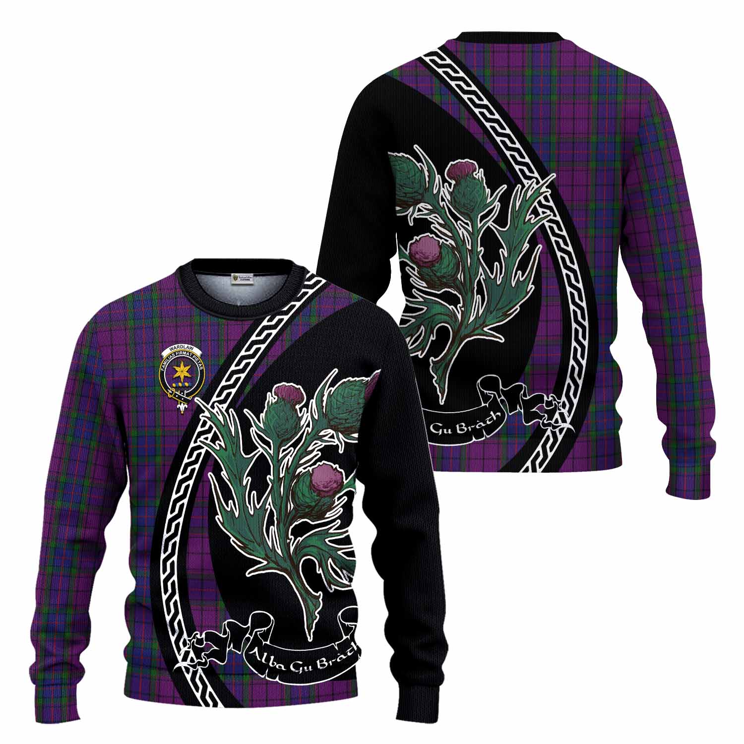 Wardlaw Family Crest Tartan Knitted Sweater Alba Thistle Inspired - Tartan Vibes Clothing