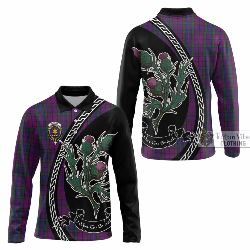 Wardlaw Family Crest Tartan Long Sleeve Polo Shirt Alba Thistle Inspired - Tartan Vibes Clothing