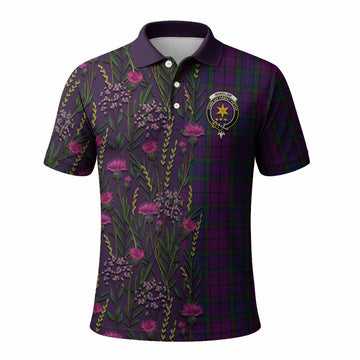 Wardlaw Family Crest Tartan Polo Shirt Scottish Thistle Flower Pattern Half Style