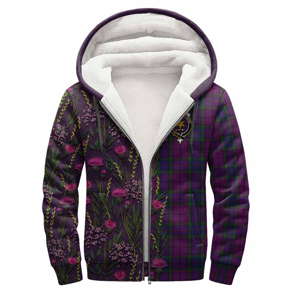 Wardlaw Family Crest Tartan Sherpa Hoodie Scottish Thistle Flower Pattern Half Style - Tartan Vibes Clothing