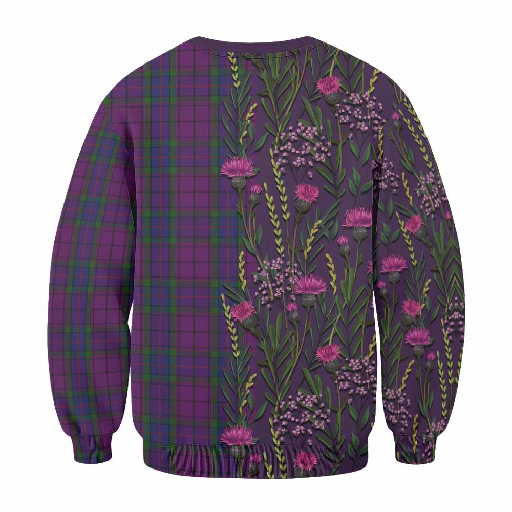 Wardlaw Family Crest Tartan Sweatshirt Scottish Thistle Flower Pattern Half Style - Tartan Vibes Clothing