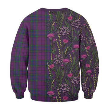 Wardlaw Family Crest Tartan Sweatshirt Scottish Thistle Flower Pattern Half Style