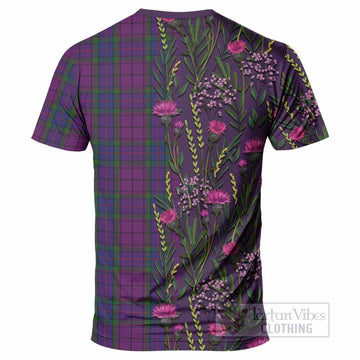 Wardlaw Family Crest Tartan T-Shirt Scottish Thistle Flower Pattern Half Style - Tartan Vibes Clothing