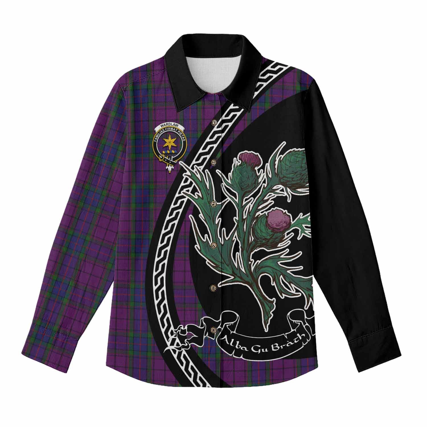 Wardlaw Family Crest Tartan Women Casual Shirt Alba Thistle Inspired - Tartan Vibes Clothing