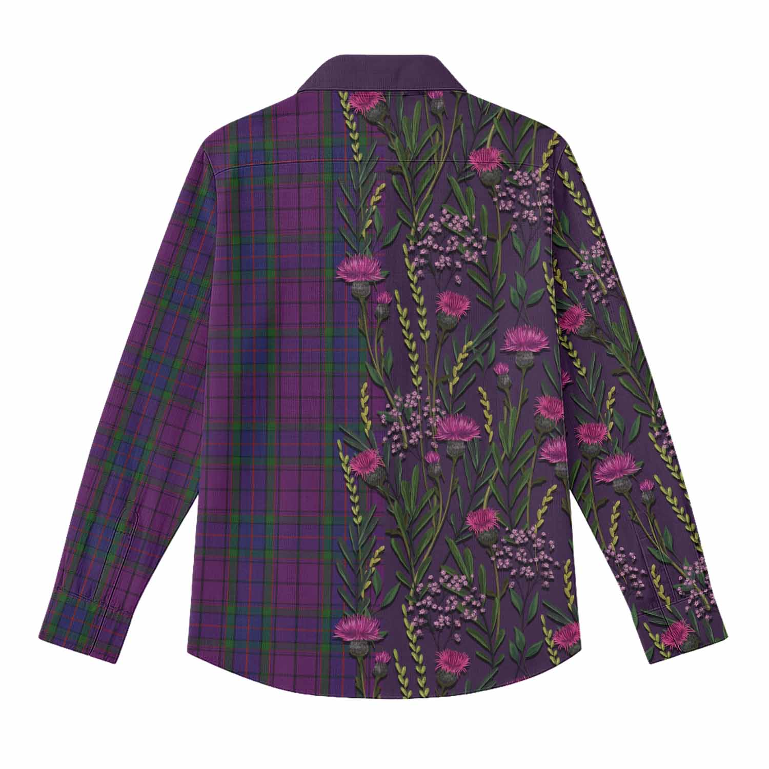 Wardlaw Family Crest Tartan Women Casual Shirt Scottish Thistle Flower Pattern Half Style - Tartan Vibes Clothing