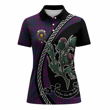 Wardlaw Family Crest Tartan Women Polo Shirt Alba Thistle Inspired
