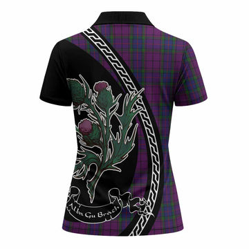 Wardlaw Family Crest Tartan Women Polo Shirt Alba Thistle Inspired
