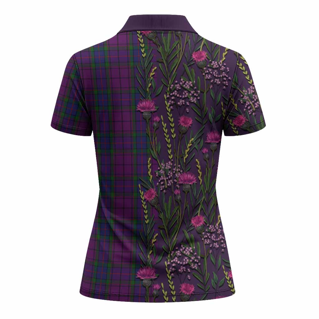 Wardlaw Family Crest Tartan Women Polo Shirt Scottish Thistle Flower Pattern Half Style - Tartan Vibes Clothing