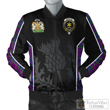 Wardlaw Modern Tartan Bomber Jacket with Family Crest and Scottish Thistle Vibes Sport Style