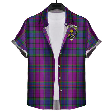 Wardlaw Modern Tartan Short Sleeve Button Down Shirt with Family Crest