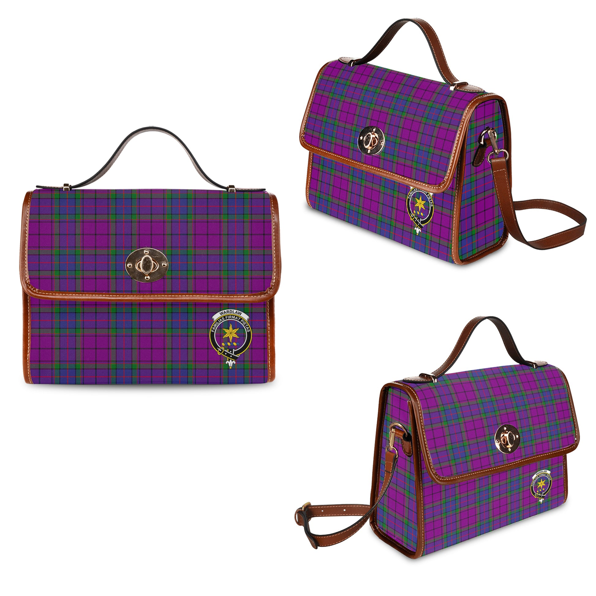 wardlaw-modern-tartan-leather-strap-waterproof-canvas-bag-with-family-crest