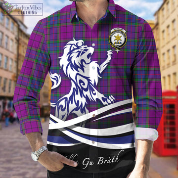 Wardlaw Modern Tartan Long Sleeve Button Up Shirt with Alba Gu Brath Regal Lion Emblem