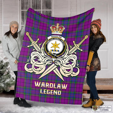 Wardlaw Modern Tartan Blanket with Clan Crest and the Golden Sword of Courageous Legacy