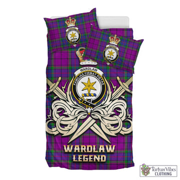 Wardlaw Modern Tartan Bedding Set with Clan Crest and the Golden Sword of Courageous Legacy