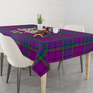 Wardlaw Modern Tartan Tablecloth with Clan Crest and the Golden Sword of Courageous Legacy