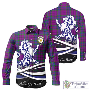 Wardlaw Modern Tartan Long Sleeve Button Up Shirt with Alba Gu Brath Regal Lion Emblem