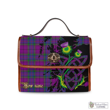 Wardlaw Modern Tartan Waterproof Canvas Bag with Scotland Map and Thistle Celtic Accents