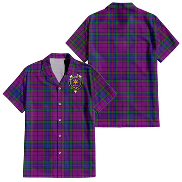 Wardlaw Modern Tartan Short Sleeve Button Down Shirt with Family Crest