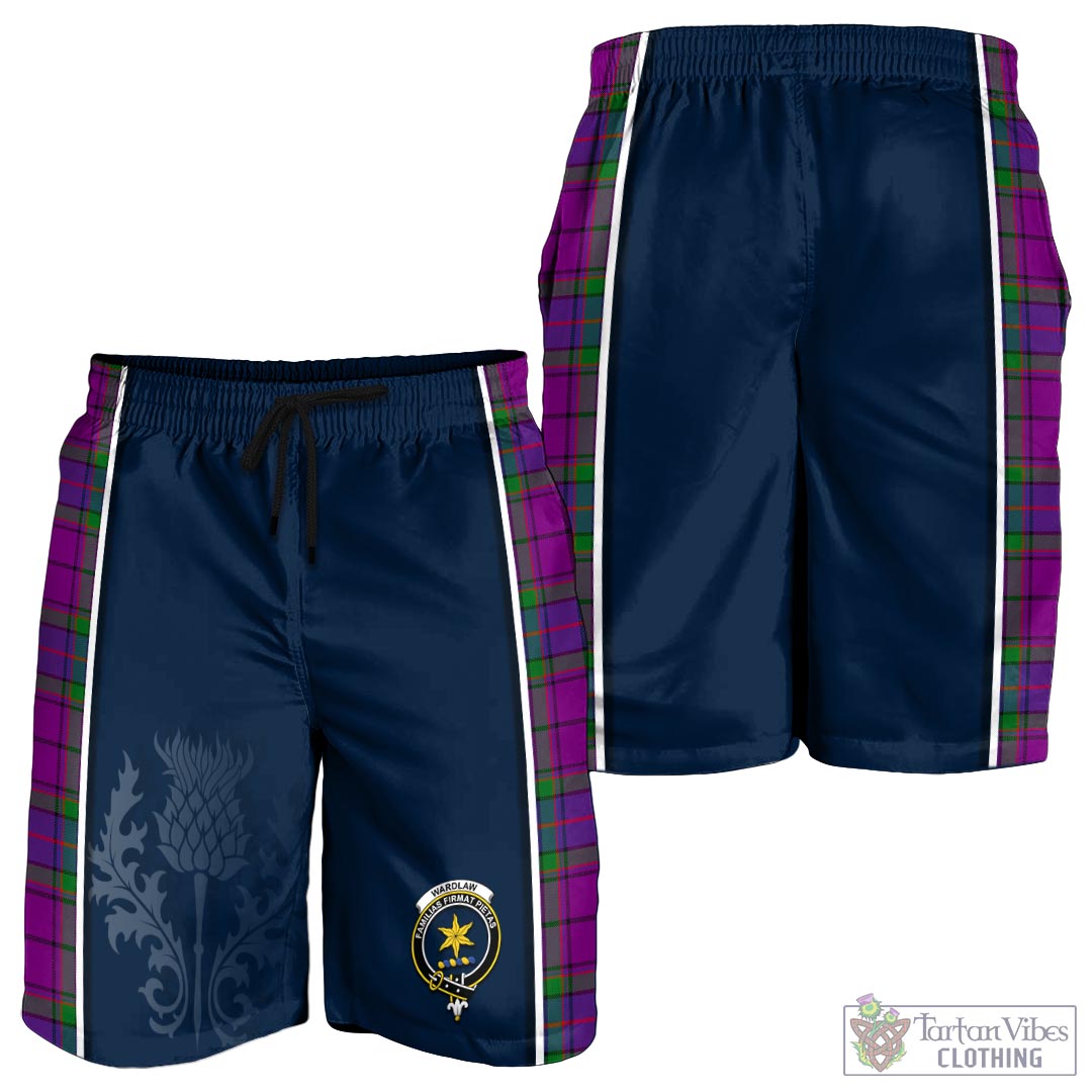 Tartan Vibes Clothing Wardlaw Modern Tartan Men's Shorts with Family Crest and Scottish Thistle Vibes Sport Style