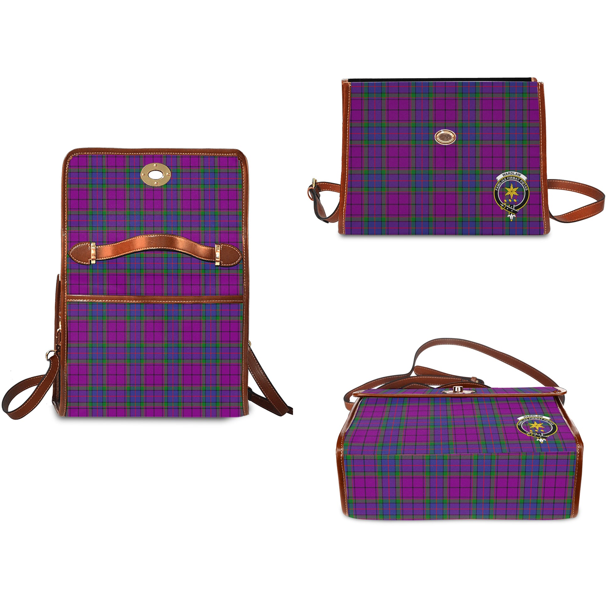 wardlaw-modern-tartan-leather-strap-waterproof-canvas-bag-with-family-crest