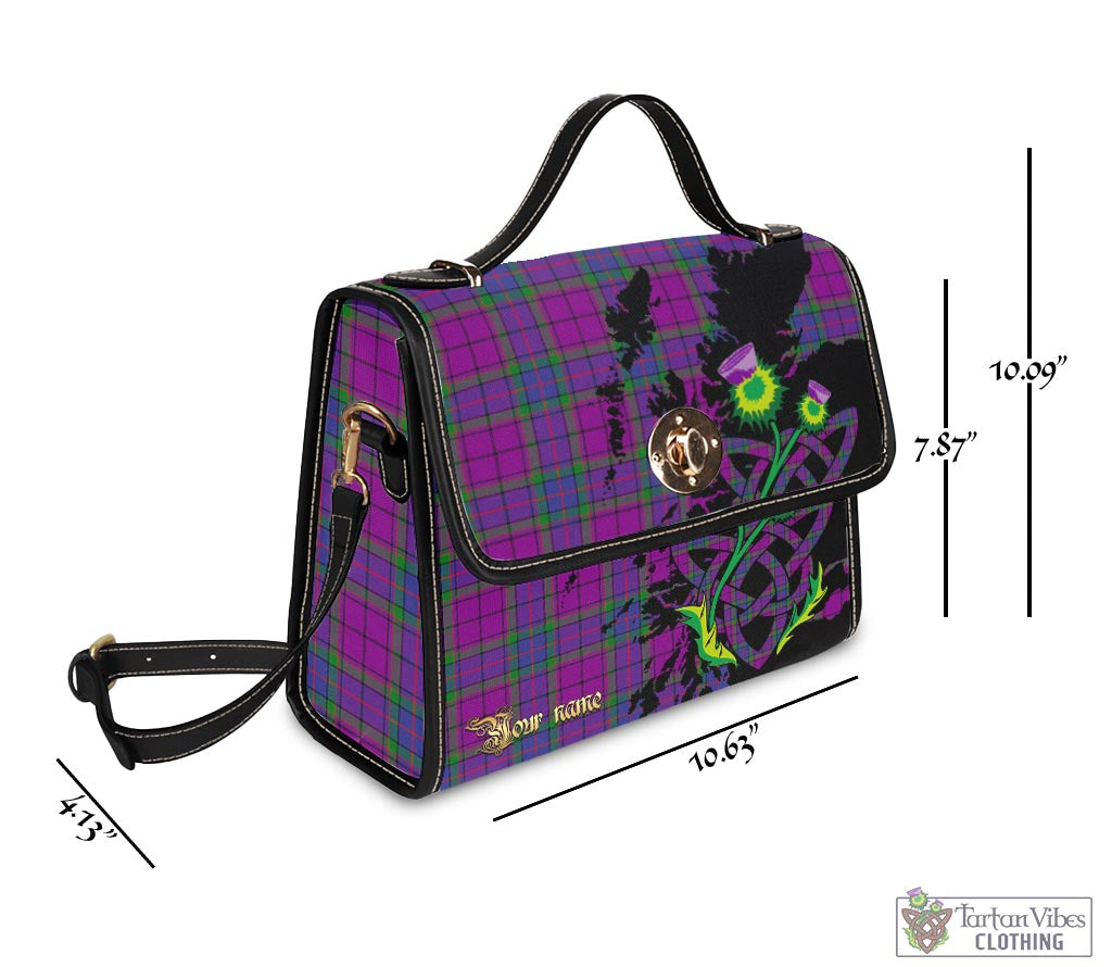 Tartan Vibes Clothing Wardlaw Modern Tartan Waterproof Canvas Bag with Scotland Map and Thistle Celtic Accents