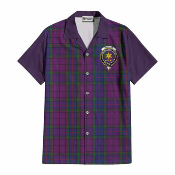 Wardlaw Tartan Accent Cotton Hawaiian Shirt with Family Crest