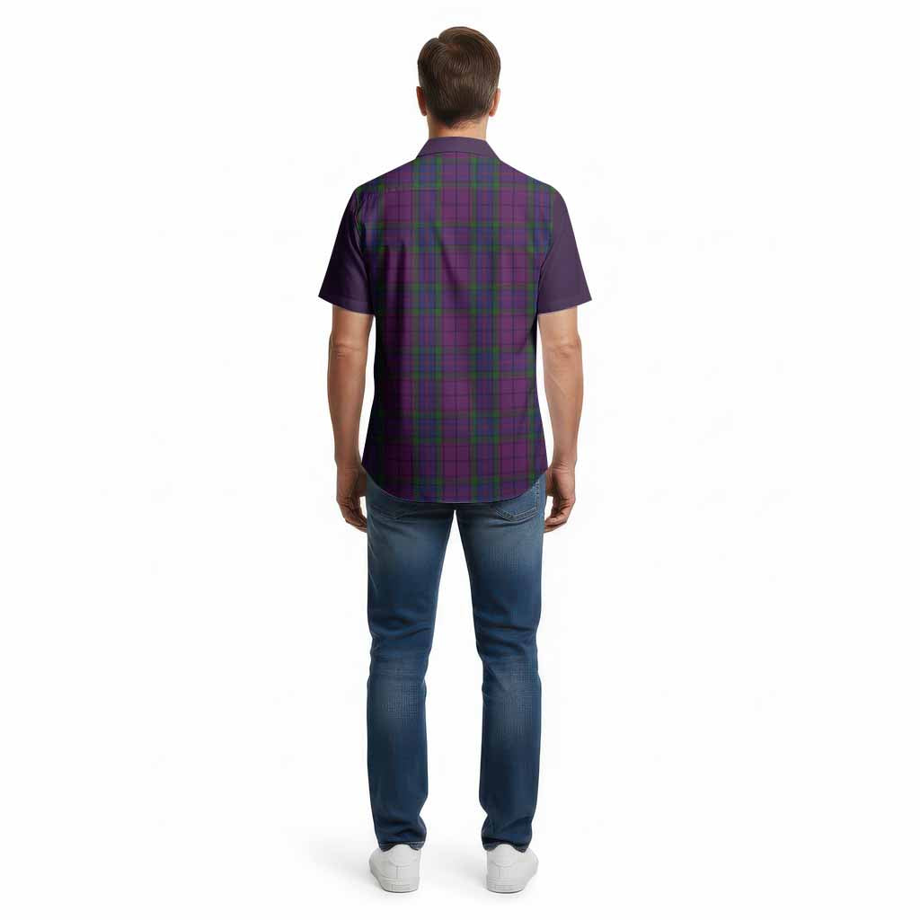 Wardlaw Tartan Accent Cotton Hawaiian Shirt with Family Crest