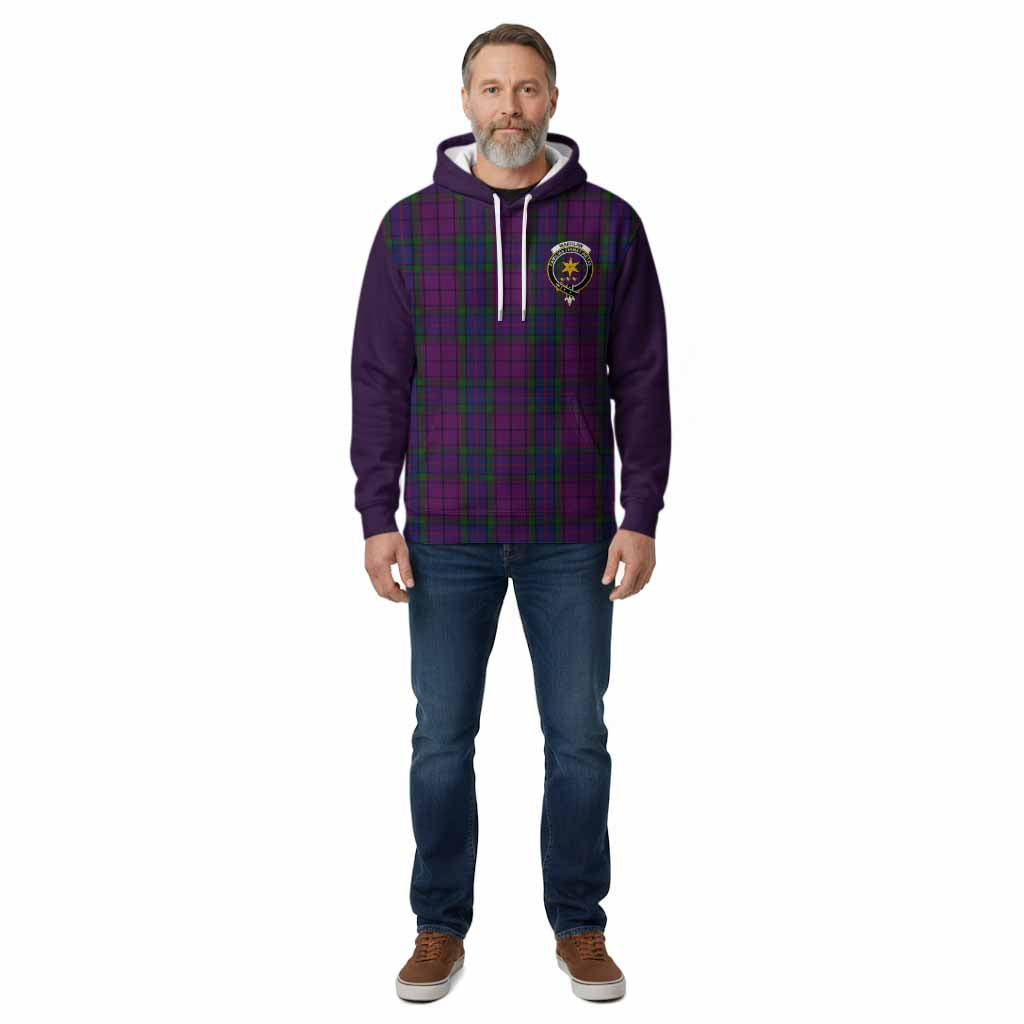 Wardlaw Tartan Accent Cotton Hoodie with Family Crest