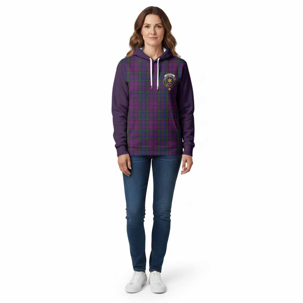 Wardlaw Tartan Accent Cotton Hoodie with Family Crest