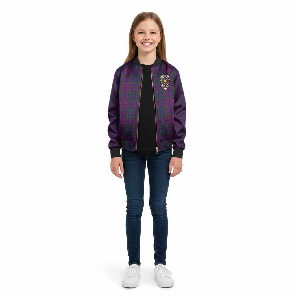Wardlaw Tartan Accent Kid Bomber Jacket with Family Crest
