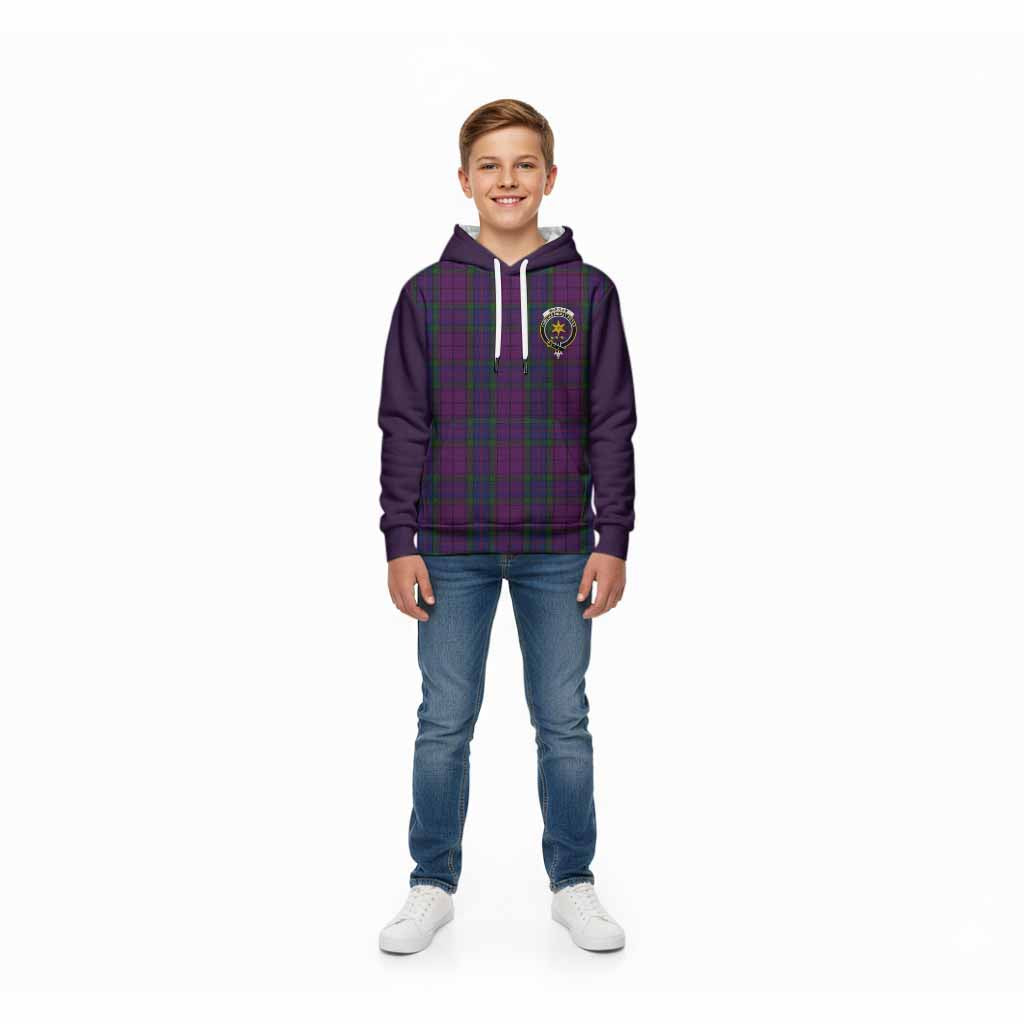 Wardlaw Tartan Accent Kid Hoodie with Family Crest