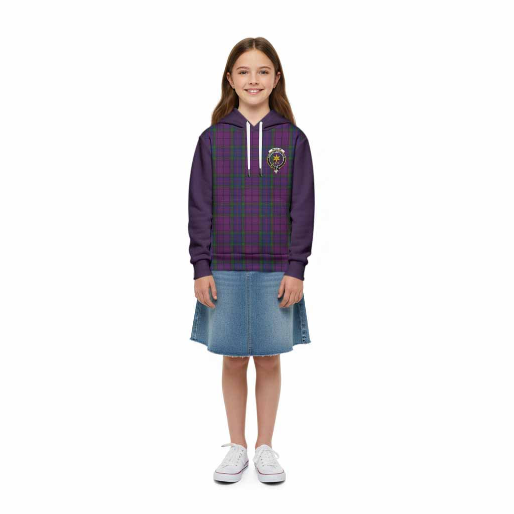 Wardlaw Tartan Accent Kid Hoodie with Family Crest