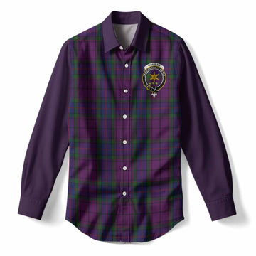 Wardlaw Tartan Accent Women Casual Shirt with Family Crest