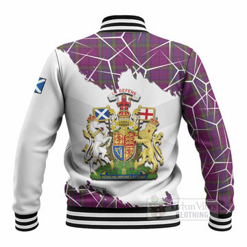 Wardlaw Tartan Baseball Jacket with Family Crest and Lion Rampant Grunge Style