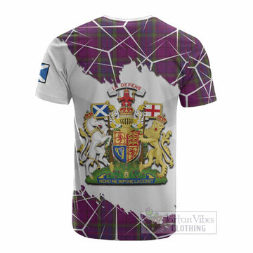 Wardlaw Tartan Cotton T-shirt with Family Crest and Lion Rampant Grunge Style
