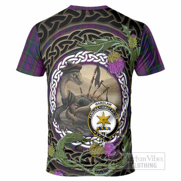 Wardlaw Tartan Crest Bagpipe Nessie T-Shirt Scottish Loch Ness Monster Celtic Thistle