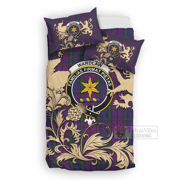 Wardlaw Tartan Crest Bedding Set with Scottish Iconic Symbols 