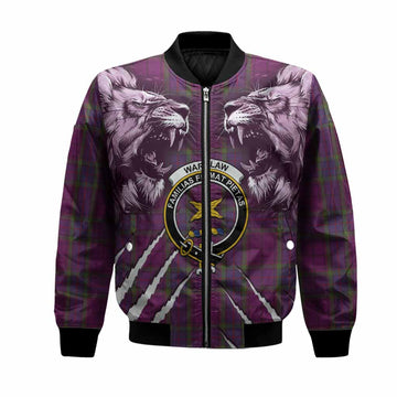 Wardlaw Tartan Crest Bomber Jacket Ferocious Lion Style