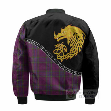 Wardlaw Tartan Crest Bomber Jacket Legendary Dragon Knot Half Style