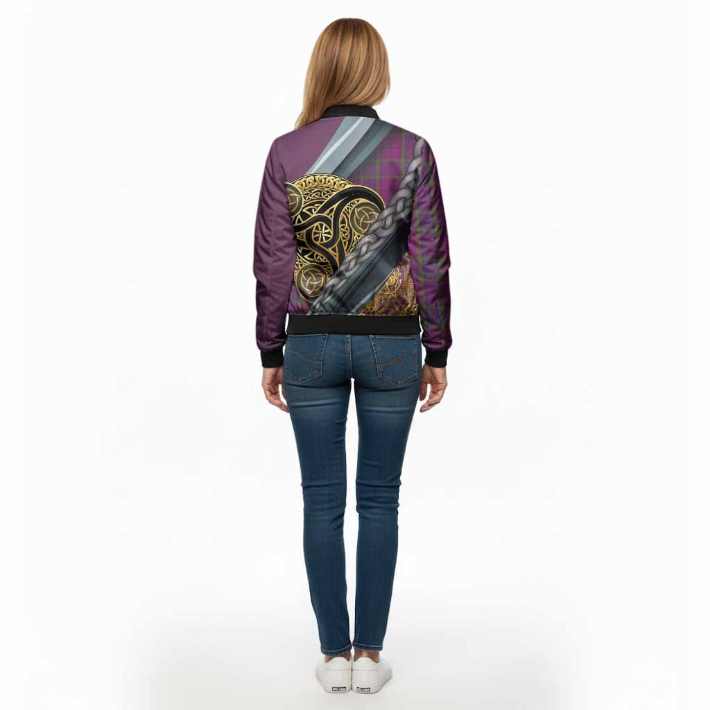 Wardlaw Tartan Crest Bomber Jacket Scottish Triskele Celtic