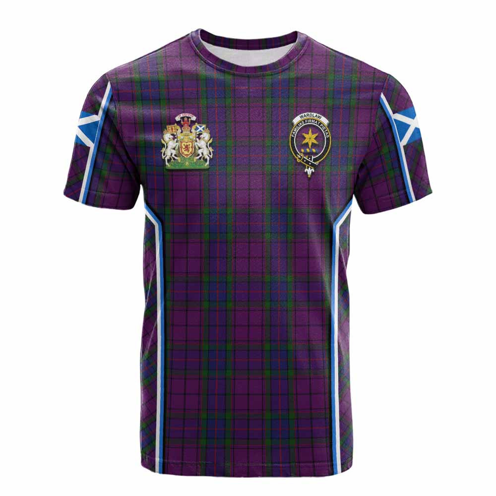 Wardlaw Tartan Crest Cotton T-shirt Scotland Coat of Arm Flag Style - Tartan Vibes Clothing