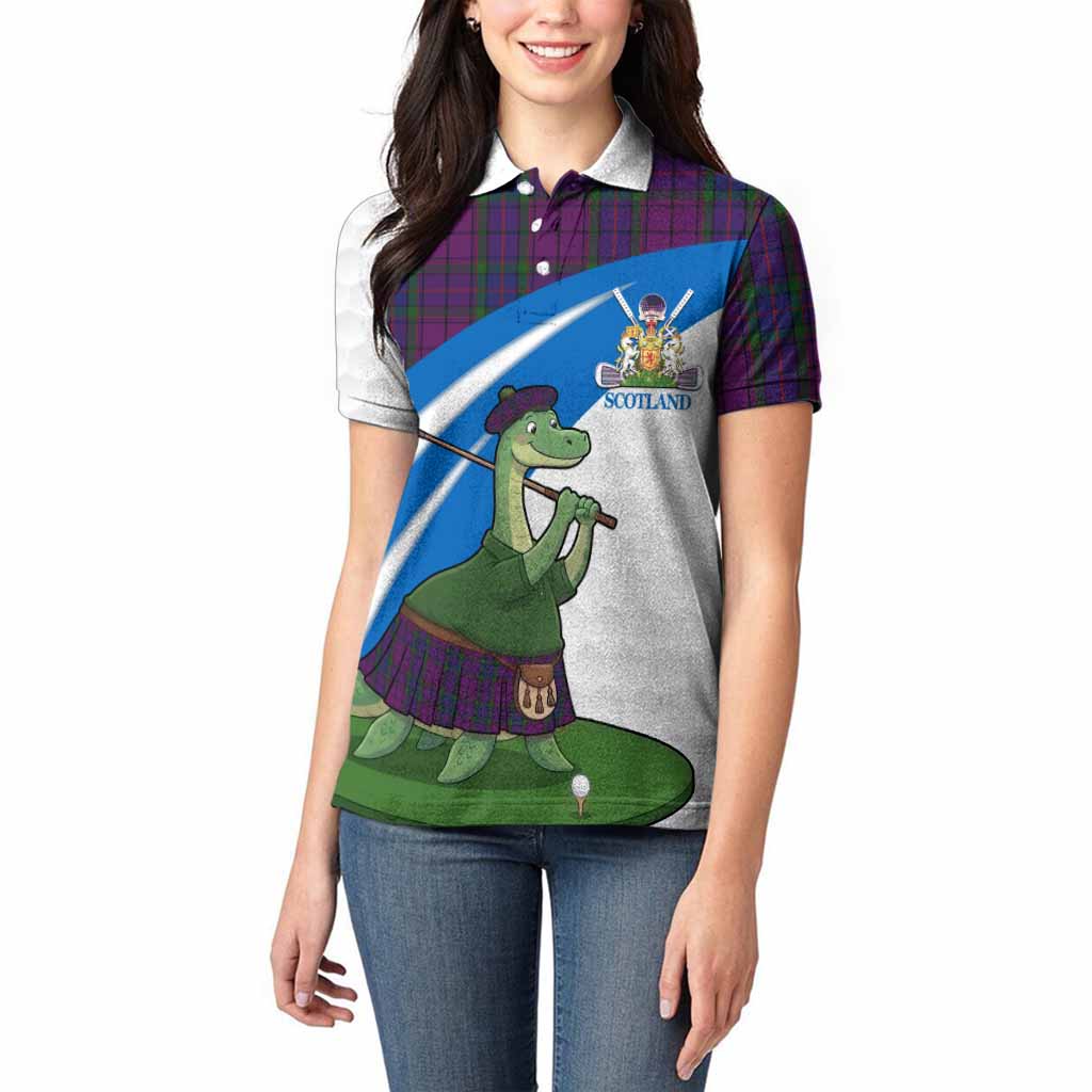 Wardlaw Tartan Crest Golf Nessie Women Polo Shirt Loch Ness Monster Sporty Style
