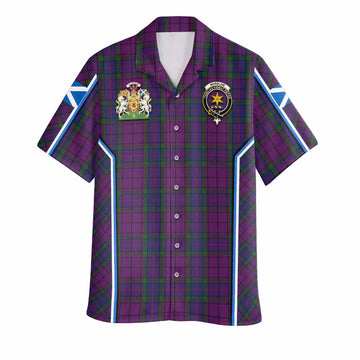 Wardlaw Tartan Crest Hawaiian Shirt Scotland Coat of Arm Flag Style