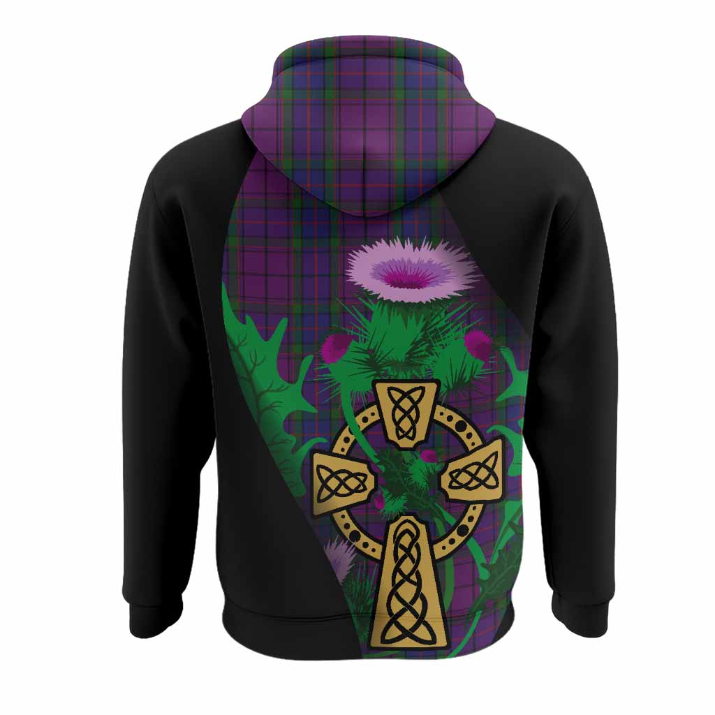 Wardlaw Tartan Crest Hoodie Celtic Cross Thistle Flowers