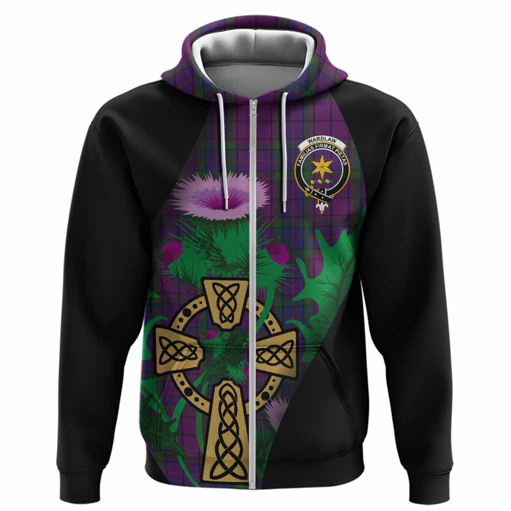 Wardlaw Tartan Crest Hoodie Celtic Cross Thistle Flowers