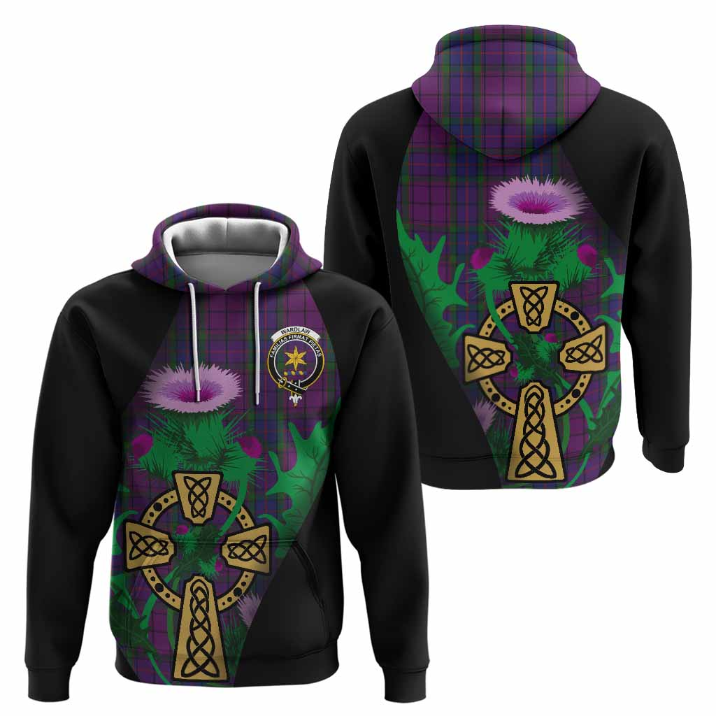 Wardlaw Tartan Crest Hoodie Celtic Cross Thistle Flowers