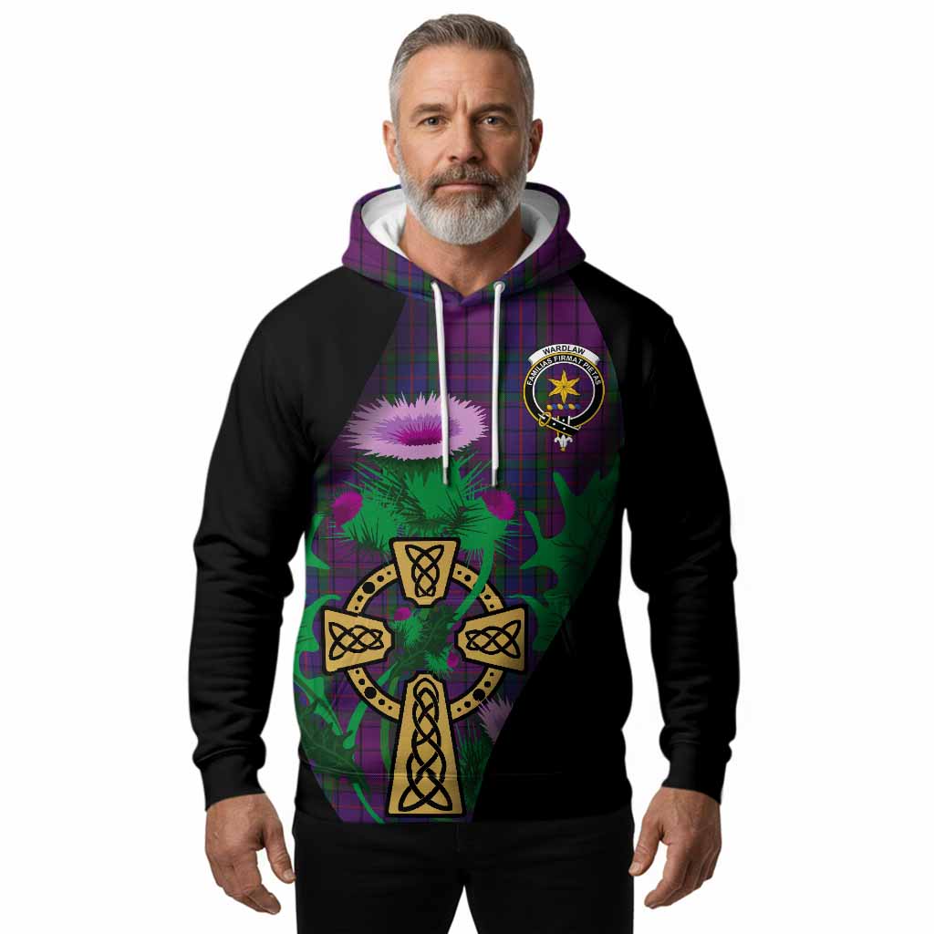 Wardlaw Tartan Crest Hoodie Celtic Cross Thistle Flowers
