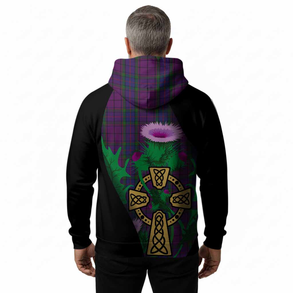 Wardlaw Tartan Crest Hoodie Celtic Cross Thistle Flowers