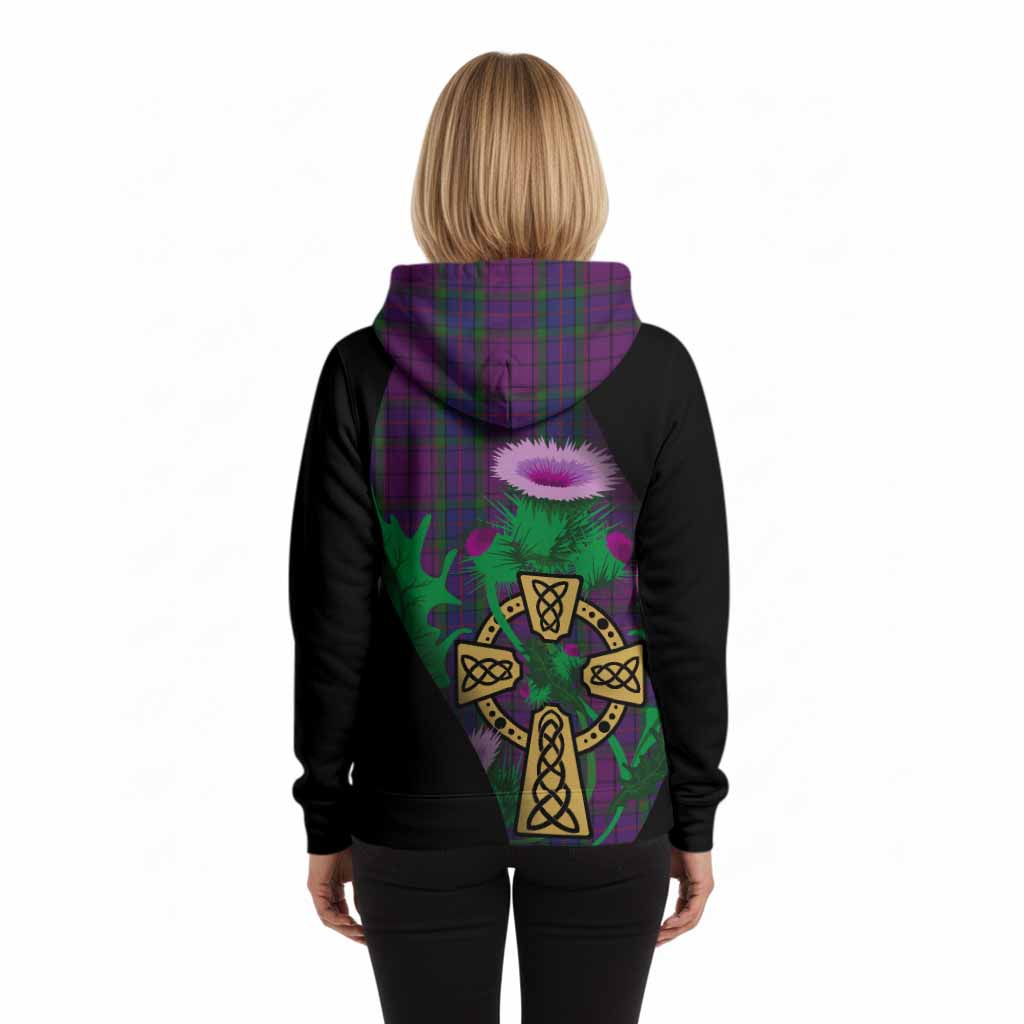 Wardlaw Tartan Crest Hoodie Celtic Cross Thistle Flowers