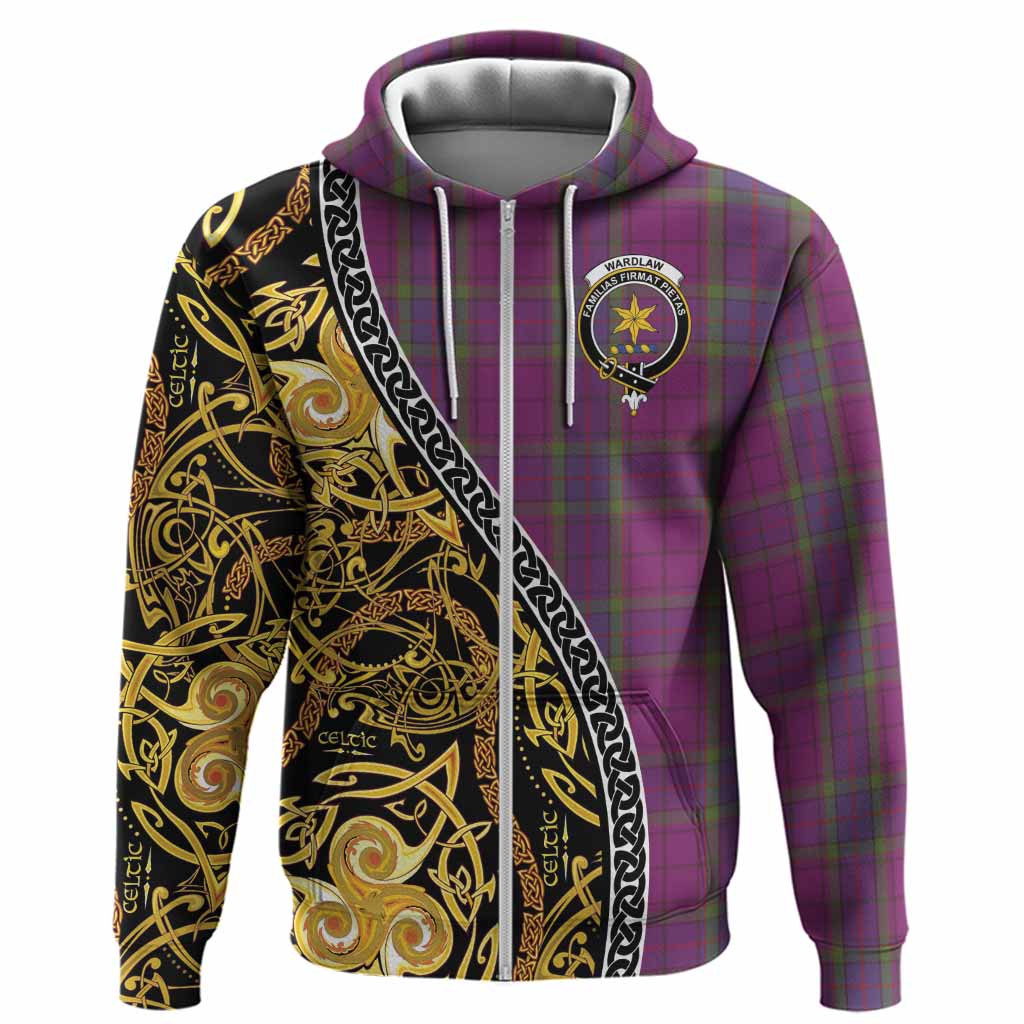 Wardlaw Tartan Crest Hoodie Celtic Knot and Triple Trickle Spiral Symbols